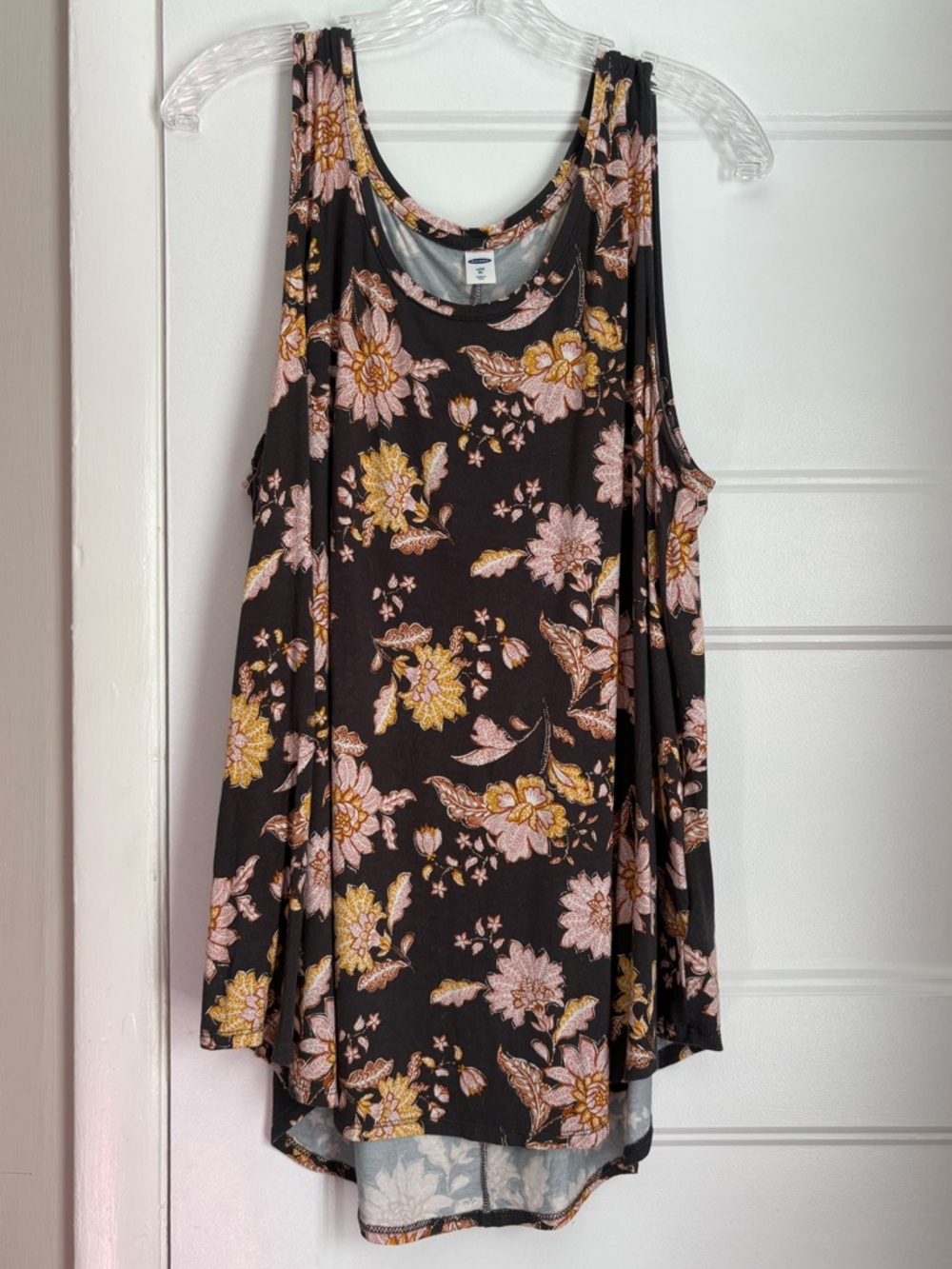 Old Navy Black Floral Swing Tank Top